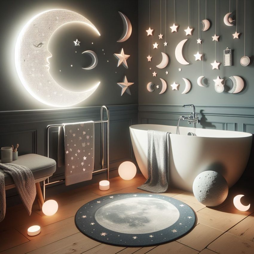 lunar bathroom decorations, lunar bathroom decor, moon bath room decorations, moon bathroom decor